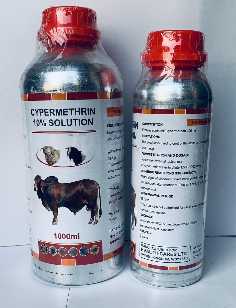 Cypermethrin 10% Solution ? Powerful External Parasite Control for Livestock (1000ml)