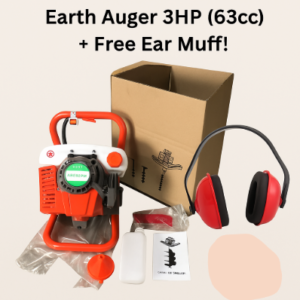 OFFER: Earth Auger 3HP (63cc) with 200mm Drill + FREE Ear Muff (ONE)